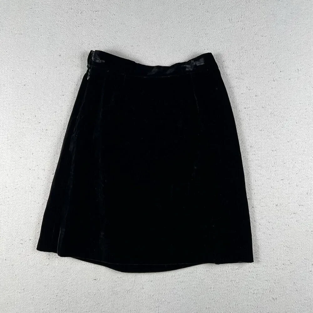 Vintage Fendi Velvet Knee Length‎ Skirt Women’s 27 Black Mid Rise A Line - Picture 10 of 15